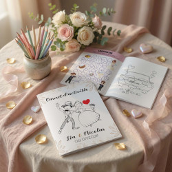 Livret d’activités mariage personnalisé – Version éco – 6 motifs au choix