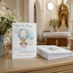 Livret de Messe Baptême Thème Oursons mongolfière