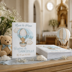 Livret de Messe Baptême Thème Oursons mongolfière