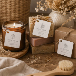 Étiquettes carrées perforées personnalisées – Packaging artisanal