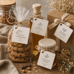 Étiquettes carrées perforées personnalisées – Packaging artisanal