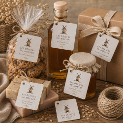 Étiquettes carrées perforées personnalisées – Packaging artisanal
