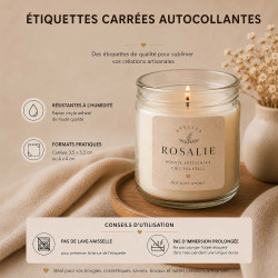 Étiquettes carrées autocollantes personnalisées – Packaging artisanal