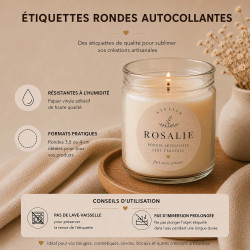 Étiquettes rondes autocollantes personnalisées – Packaging artisanal