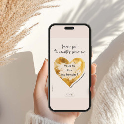 Carte virtuelle à gratter – Cœur doré Veux-tu être ma témoin ?