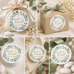 Étiquette baptême Eucalyptus – Couronne Végétale