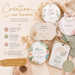 Création d’étiquettes dragées sur mesure – Mariage & baptême