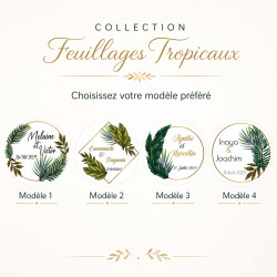 Étiquettes dragées & cadeaux personnalisées – Feuillages Tropicaux
