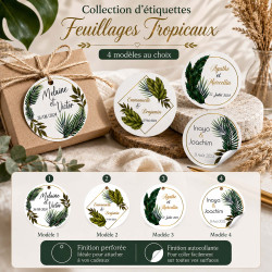 Étiquettes dragées & cadeaux personnalisées – Feuillages Tropicaux