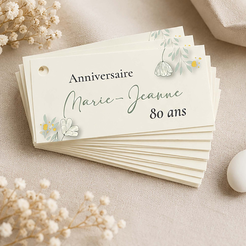 Étiquette anniversaire personnalisée "Fleur de Vie"