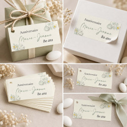 Étiquette anniversaire personnalisée "Fleur de Vie"