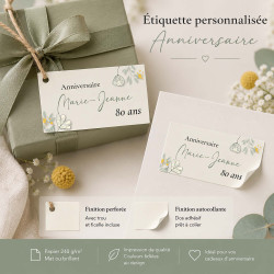 Étiquette anniversaire personnalisée "Fleur de Vie"