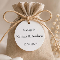 Étiquette ronde mariage et anniversaire – Minimaliste