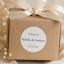 Étiquette ronde mariage et anniversaire – Minimaliste