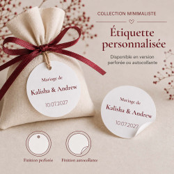 Étiquette ronde mariage et anniversaire – Minimaliste