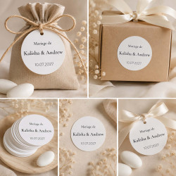 Étiquette ronde mariage et anniversaire – Minimaliste
