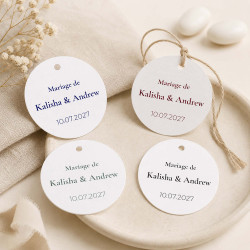 Étiquette ronde mariage et anniversaire – Minimaliste