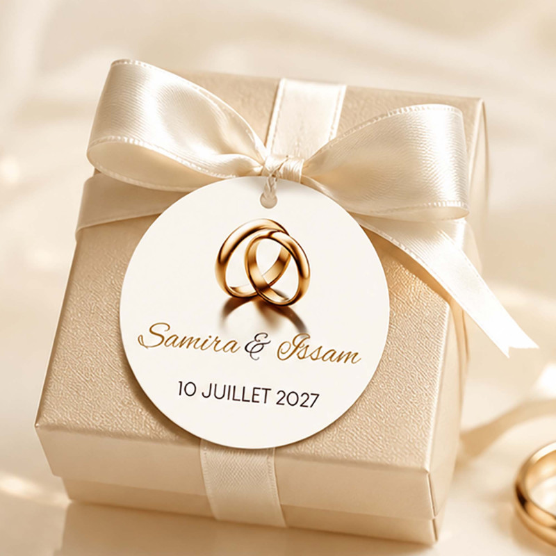 Étiquette mariage Alliances Dorées