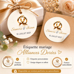Étiquette mariage Alliances Dorées