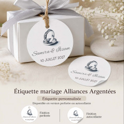 Étiquette mariage Alliances Argentées