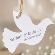 Étiquette colombe personnalisée – Baptême & Mariage