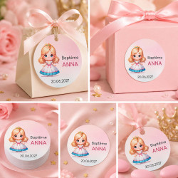 Étiquette anniversaire ou baptême – Princesse