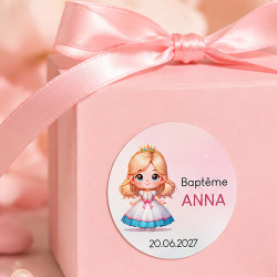 Étiquette anniversaire ou baptême – Princesse