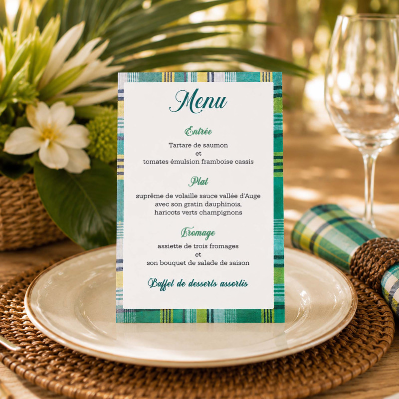 Menu personnalisé Madras