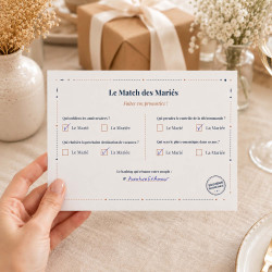 Le Match des Mariés – Carte jeu mariage à remplir par les invités
