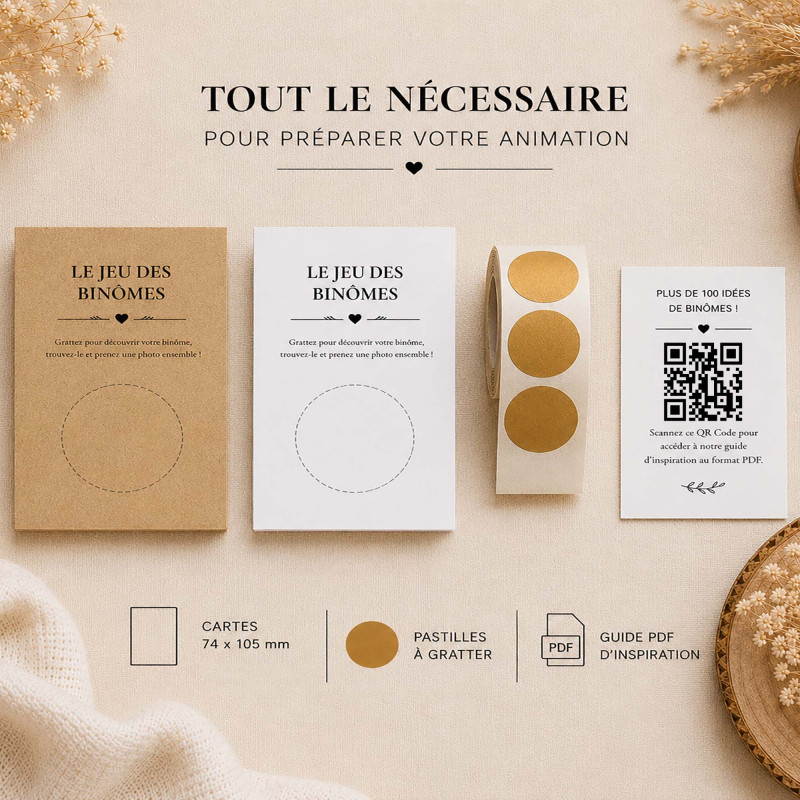 Jeu des Binômes à gratter – Animation mariage & photos souvenirs