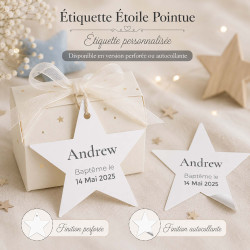 Étiquette Dragées Étoile Pointue Personnalisée