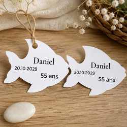 Étiquette poisson personnalisée – Baptême, communion et anniversaire