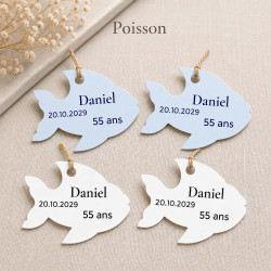 Étiquette poisson personnalisée – Baptême, communion et anniversaire
