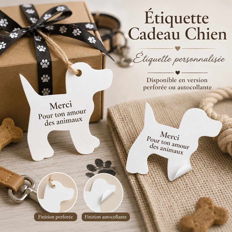 Étiquette cadeau chien personnalisée