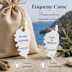 Étiquette Corse personnalisée 2A 2B | Mariage, baptême, anniversaire