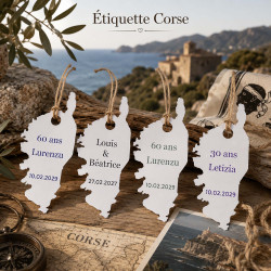 Étiquette Corse personnalisée 2A 2B | Mariage, baptême, anniversaire
