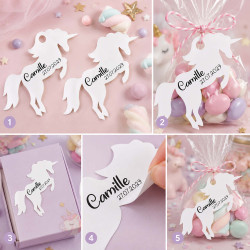 Étiquette Licorne personnalisée | Dragées, cadeaux invités & anniversaire