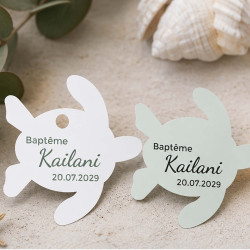 Étiquette Tortue personnalisée | Baptême, anniversaire & thème marin