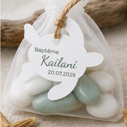 Étiquette Tortue personnalisée | Baptême, anniversaire & thème marin
