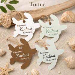 Étiquette Tortue personnalisée | Baptême, anniversaire & thème marin