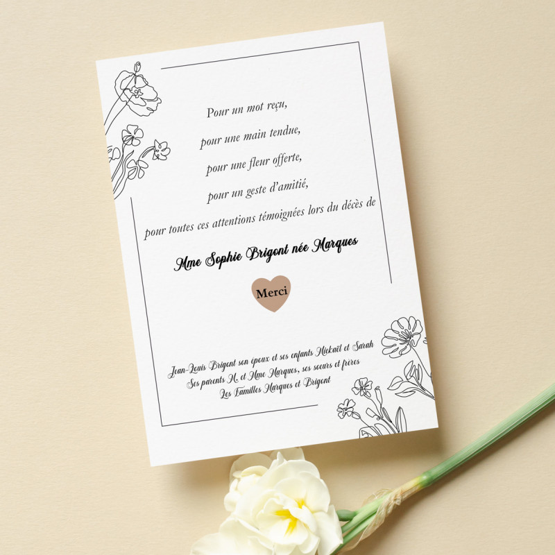 Carte de Remerciement Décès