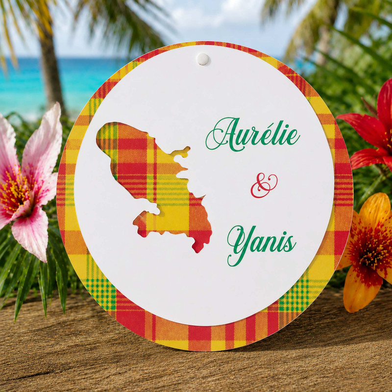 Faire-part mariage rond Madras – Martinique