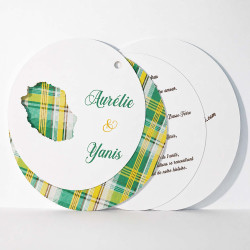 Faire-part mariage rond Madras – La Réunion
