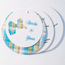 Faire-part mariage rond Madras – Guadeloupe