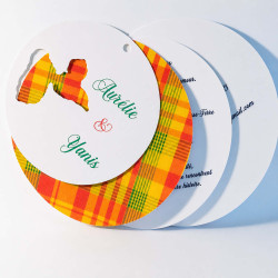 Faire-part mariage rond Madras – Guadeloupe