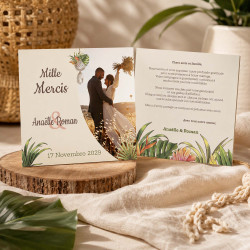 Carte de remerciement personnalisée - Collection Boho Tropicale