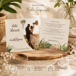 Carte de remerciement personnalisée - Collection Boho Tropicale