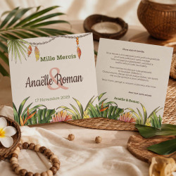 Carte de remerciement personnalisée - Collection Boho Tropicale
