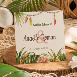 Carte de remerciement personnalisée - Collection Boho Tropicale
