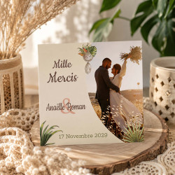Carte de remerciement personnalisée - Collection Boho Tropicale